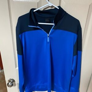 Men's Two-Tone Blue Zip-Up Sweater